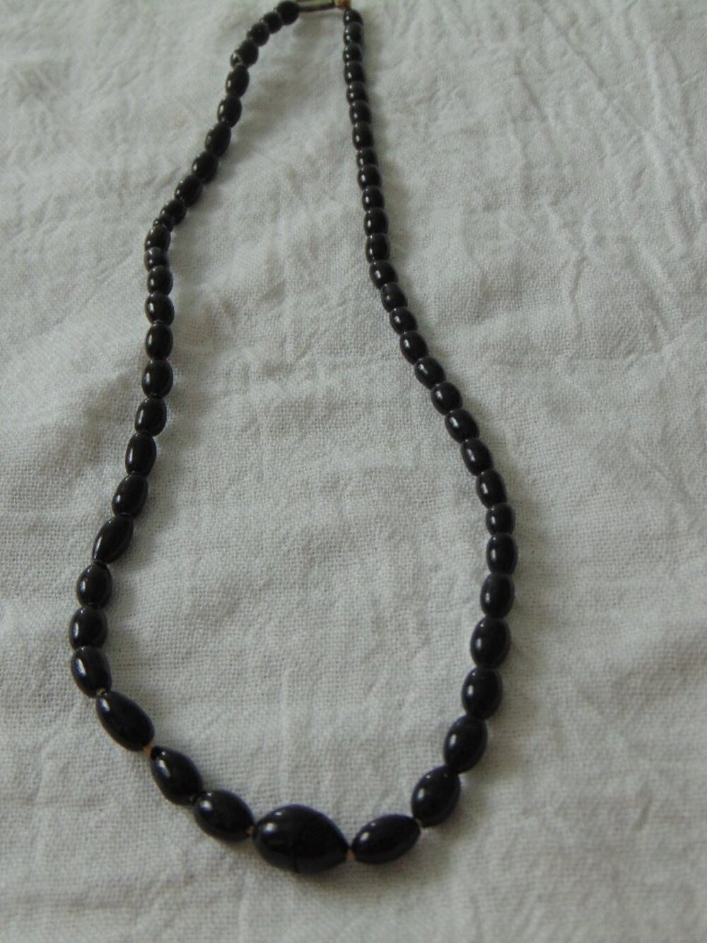 vintage antique graduated black glass bead necklace